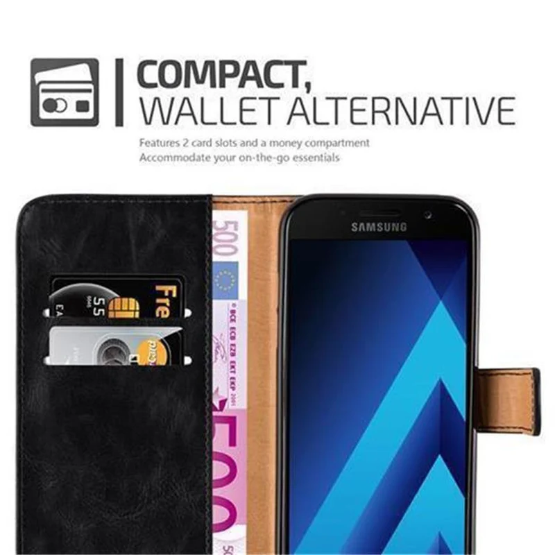 Cadorabo Hülle kompatibel mit Samsung Galaxy A5 2017 Schutzhülle mit Magnetverschluss, Standfunktion und Kartenfach