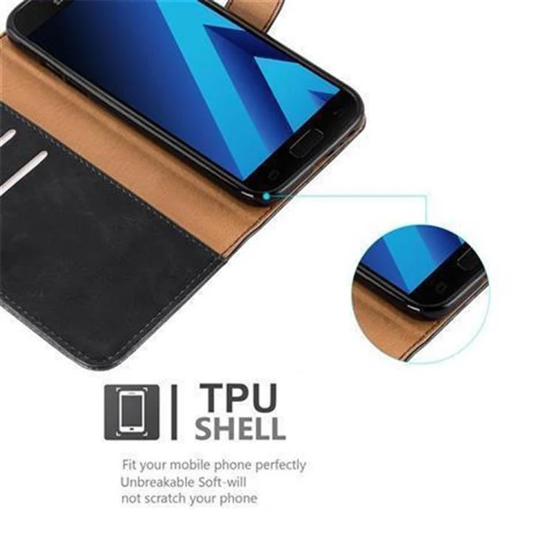Cadorabo Hülle kompatibel mit Samsung Galaxy A5 2017 Schutzhülle mit Magnetverschluss, Standfunktion und Kartenfach
