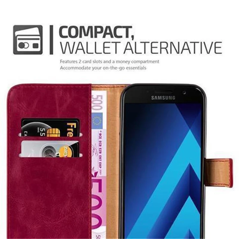 Cadorabo Hülle kompatibel mit Samsung Galaxy A5 2017 Schutzhülle mit Magnetverschluss, Standfunktion und Kartenfach