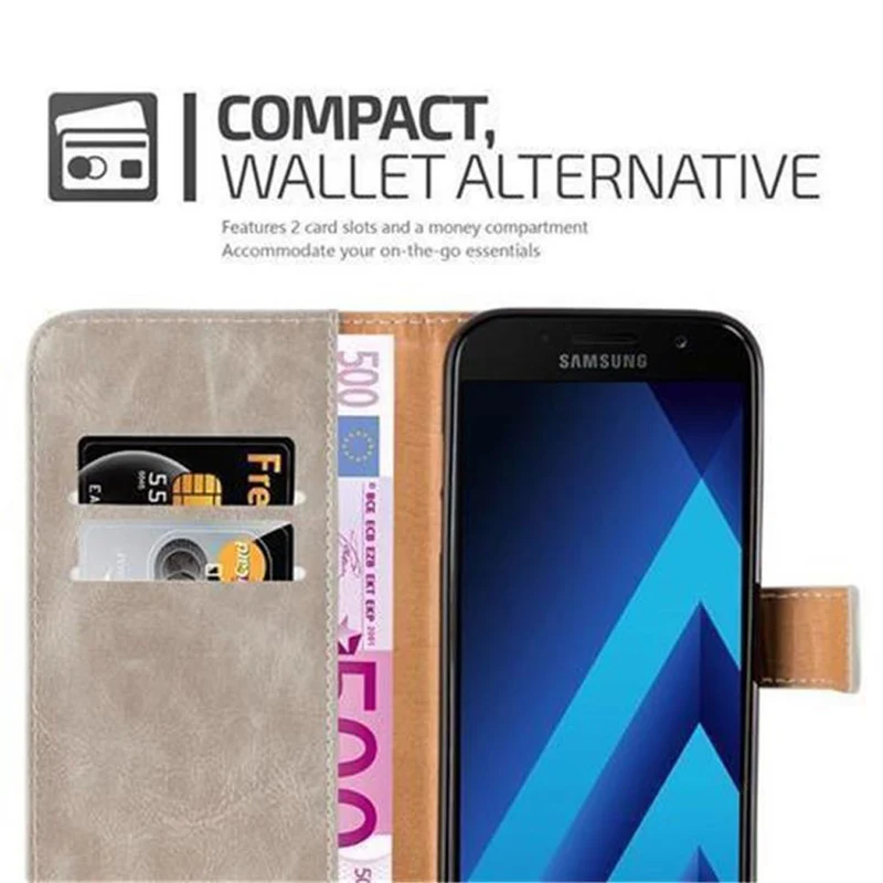 Cadorabo Hülle kompatibel mit Samsung Galaxy A5 2017 Schutzhülle mit Magnetverschluss, Standfunktion und Kartenfach