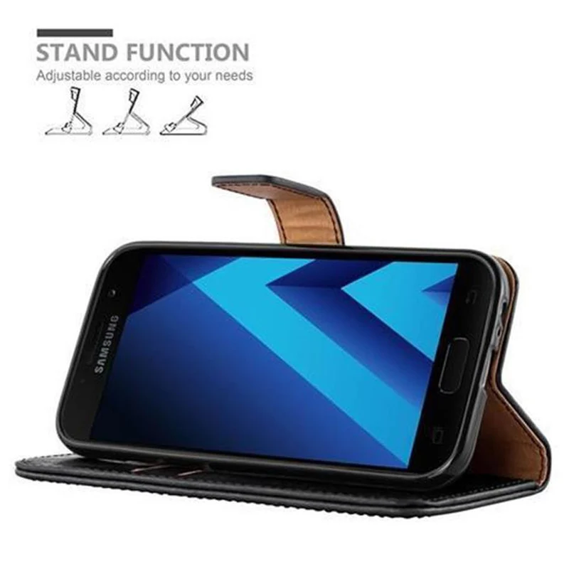 Cadorabo Hülle kompatibel mit Samsung Galaxy A3 2017 Schutzhülle mit Magnetverschluss, Standfunktion und Kartenfach