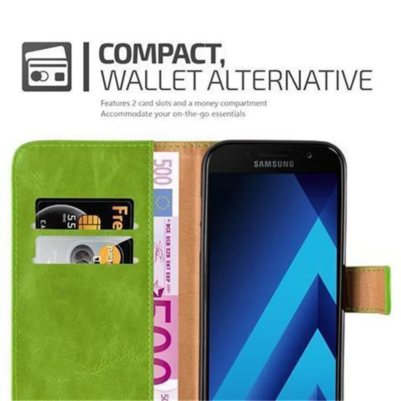 Cadorabo Hülle kompatibel mit Samsung Galaxy A3 2017 Schutzhülle mit Magnetverschluss, Standfunktion und Kartenfach