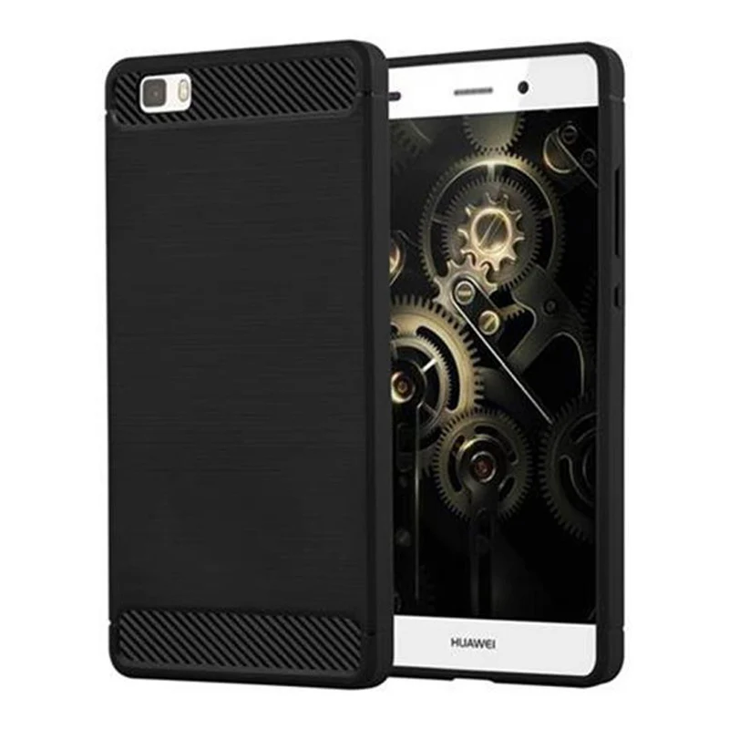 Cadorabo Hülle für Huawei P8 LITE 2015 Schutzhülle aus flexiblem TPU Silikon in Edelstahl-Karbonfaser Optik