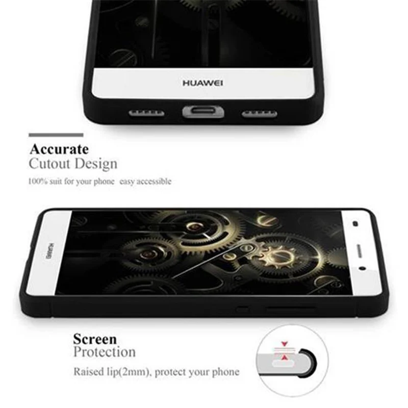 Cadorabo Hülle für Huawei P8 LITE 2015 Schutzhülle aus flexiblem TPU Silikon in Edelstahl-Karbonfaser Optik