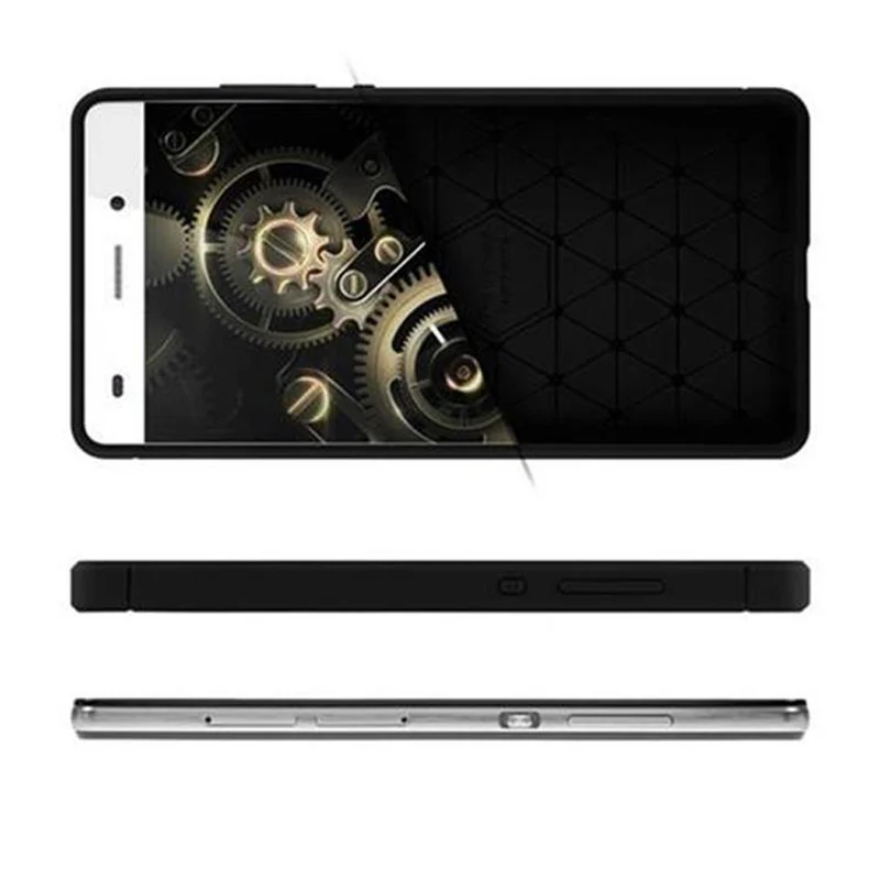 Cadorabo Hülle für Huawei P8 LITE 2015 Schutzhülle aus flexiblem TPU Silikon in Edelstahl-Karbonfaser Optik