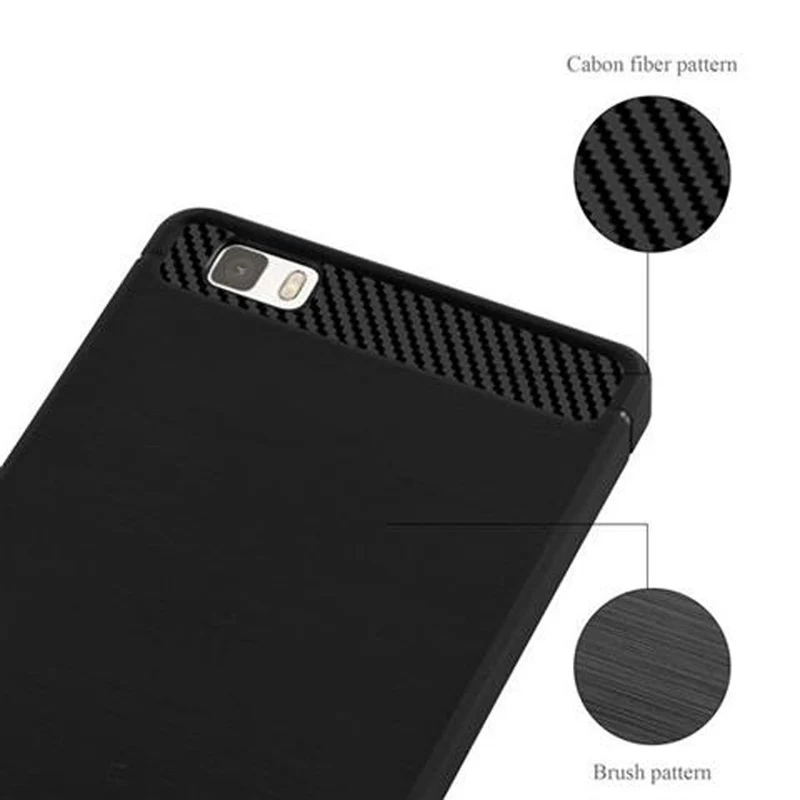 Cadorabo Hülle für Huawei P8 LITE 2015 Schutzhülle aus flexiblem TPU Silikon in Edelstahl-Karbonfaser Optik