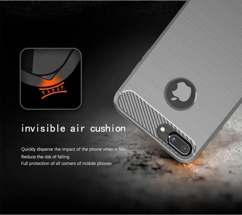 Cadorabo Hülle für Apple iPhone 7 PLUS / 7S PLUS Schutzhülle aus flexiblem TPU Silikon in Edelstahl-Karbonfaser Optik