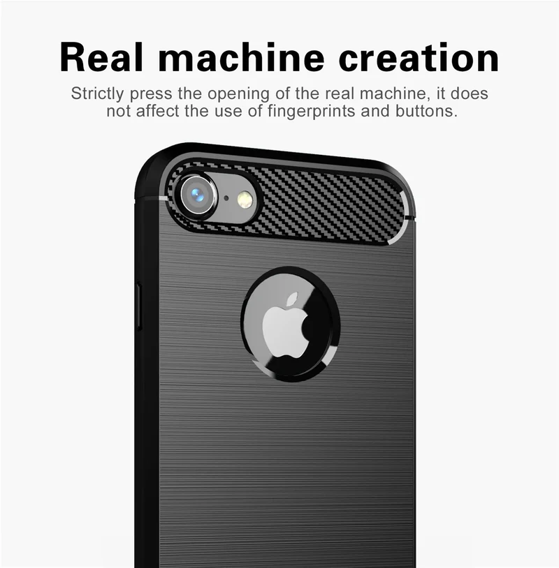 Cadorabo Hülle für Apple iPhone 7 / 7S / 8 Schutzhülle aus flexiblem TPU Silikon in Edelstahl-Karbonfaser Optik