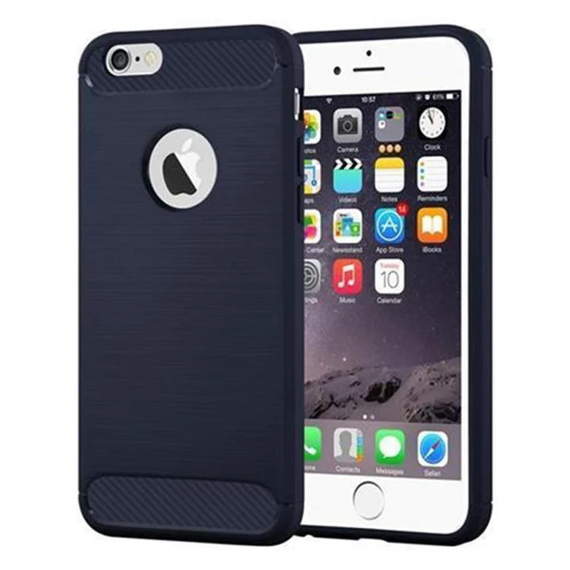Cadorabo Hülle für Apple iPhone 6 PLUS / 6S PLUS Schutzhülle aus flexiblem TPU Silikon in Edelstahl-Karbonfaser Optik
