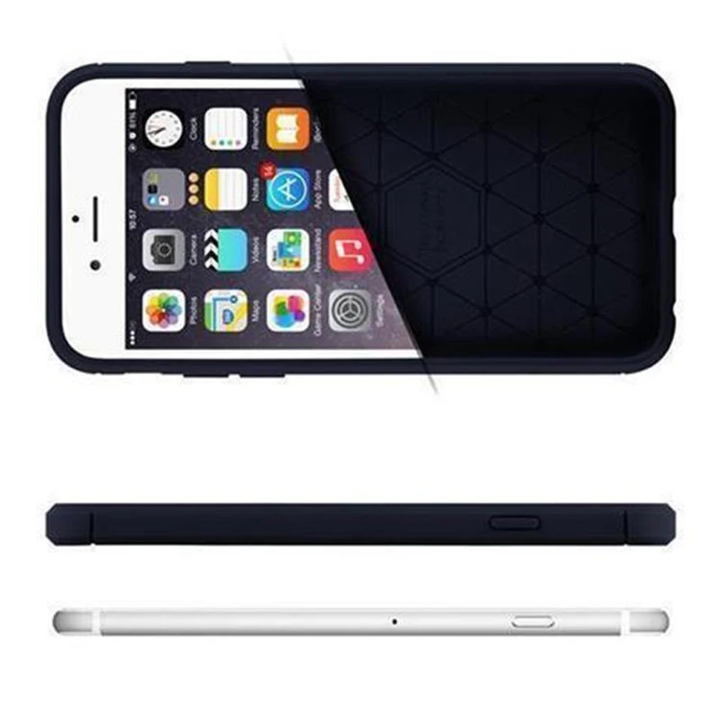 Cadorabo Hülle für Apple iPhone 6 PLUS / 6S PLUS Schutzhülle aus flexiblem TPU Silikon in Edelstahl-Karbonfaser Optik