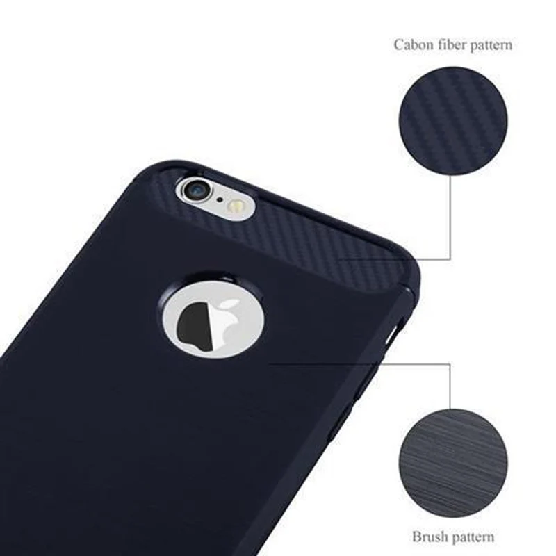 Cadorabo Hülle für Apple iPhone 6 PLUS / 6S PLUS Schutzhülle aus flexiblem TPU Silikon in Edelstahl-Karbonfaser Optik