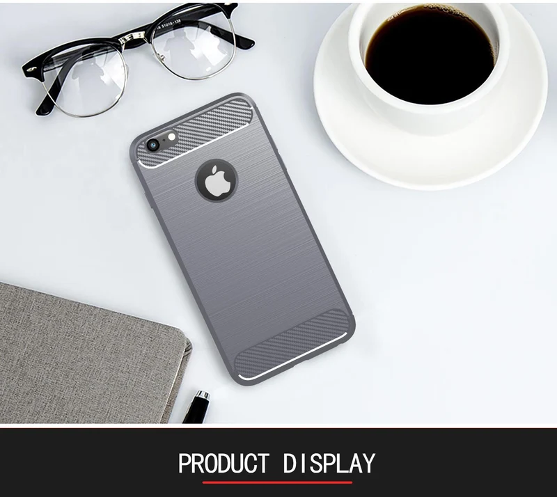 Cadorabo Hülle für Apple iPhone 6 PLUS / 6S PLUS Schutzhülle aus flexiblem TPU Silikon in Edelstahl-Karbonfaser Optik