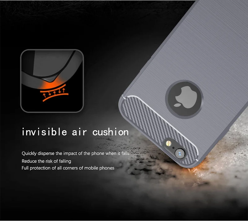 Cadorabo Hülle für Apple iPhone 6 PLUS / 6S PLUS Schutzhülle aus flexiblem TPU Silikon in Edelstahl-Karbonfaser Optik