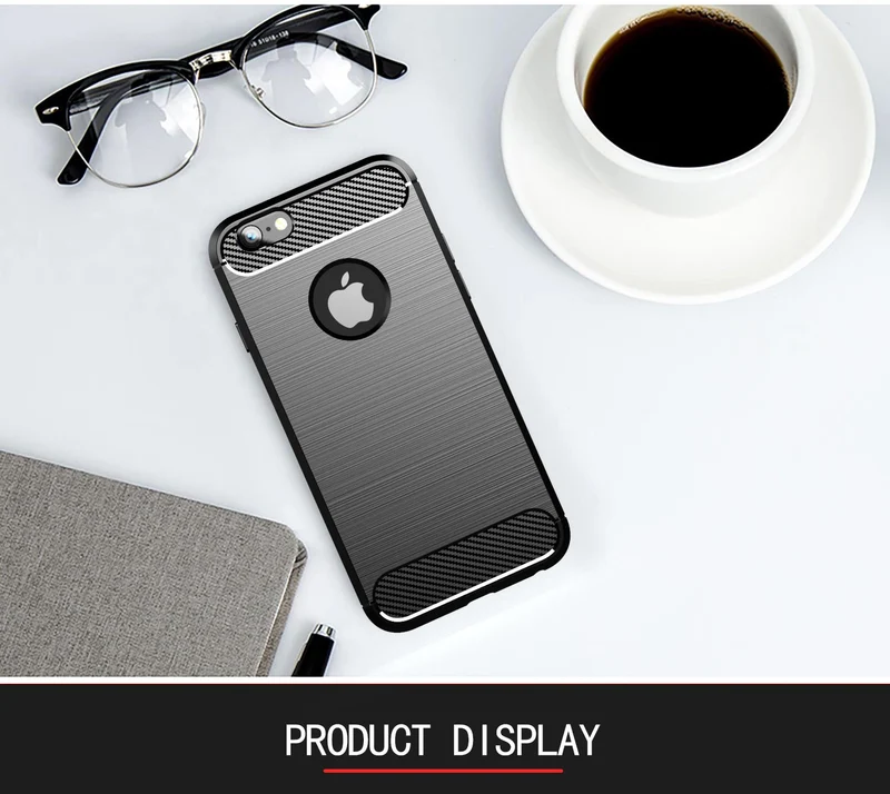 Cadorabo Hülle für Apple iPhone 6 / 6S Schutzhülle aus flexiblem TPU Silikon in Edelstahl-Karbonfaser Optik