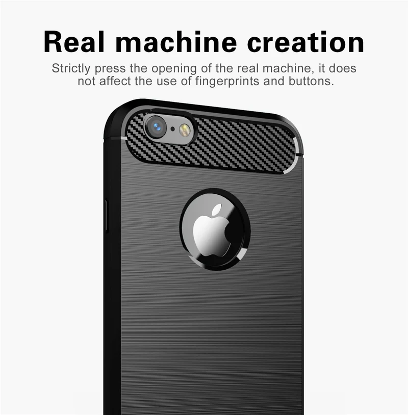 Cadorabo Hülle für Apple iPhone 6 / 6S Schutzhülle aus flexiblem TPU Silikon in Edelstahl-Karbonfaser Optik