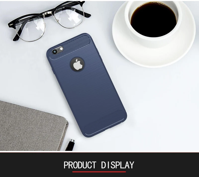 Cadorabo Hülle für Apple iPhone 6 / 6S Schutzhülle aus flexiblem TPU Silikon in Edelstahl-Karbonfaser Optik
