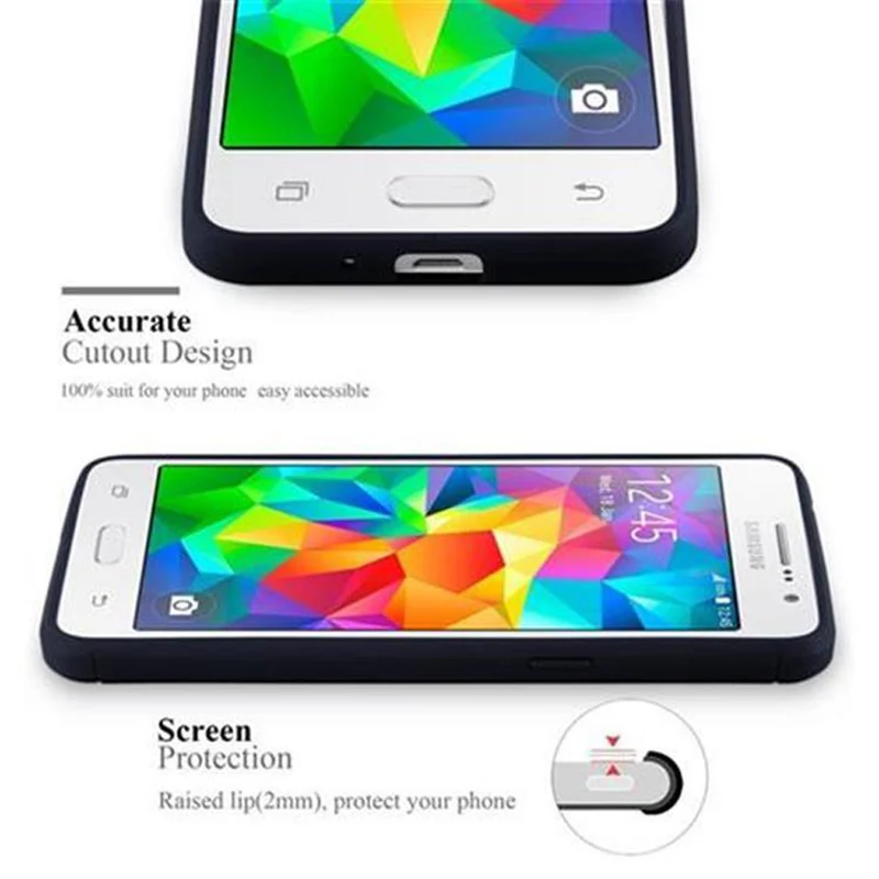 Cadorabo Hülle für Samsung Galaxy GRAND PRIME Schutzhülle aus flexiblem TPU Silikon in Edelstahl-Karbonfaser Optik
