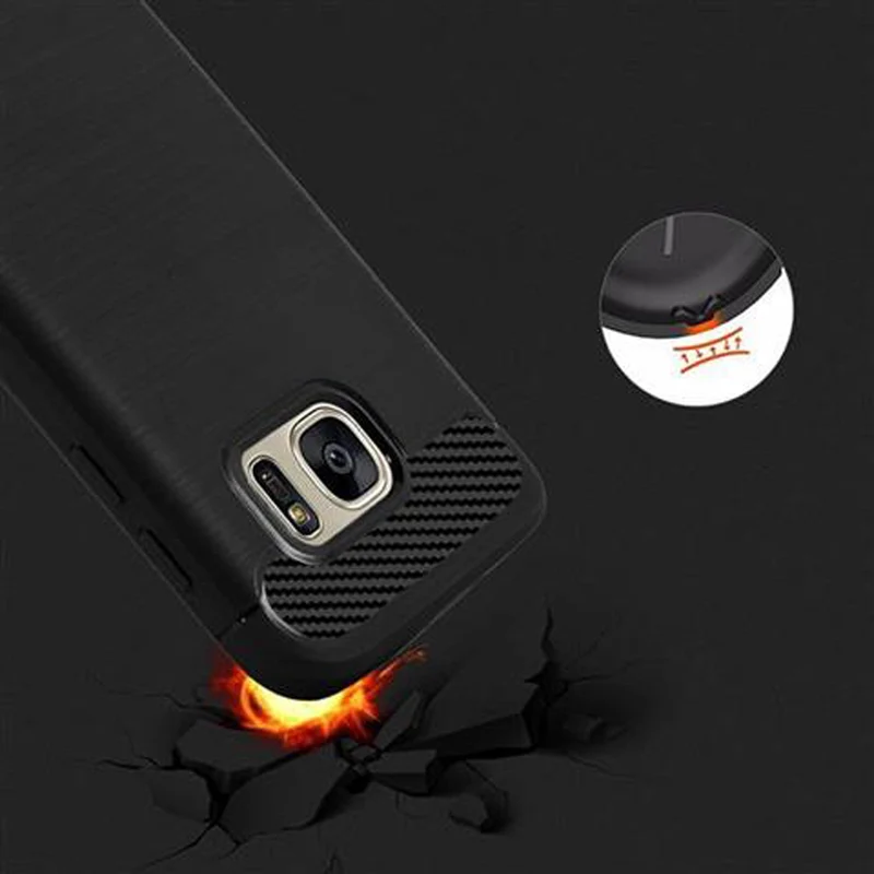 Cadorabo Hülle für Samsung Galaxy S7 Schutzhülle aus flexiblem TPU Silikon in Edelstahl-Karbonfaser Optik