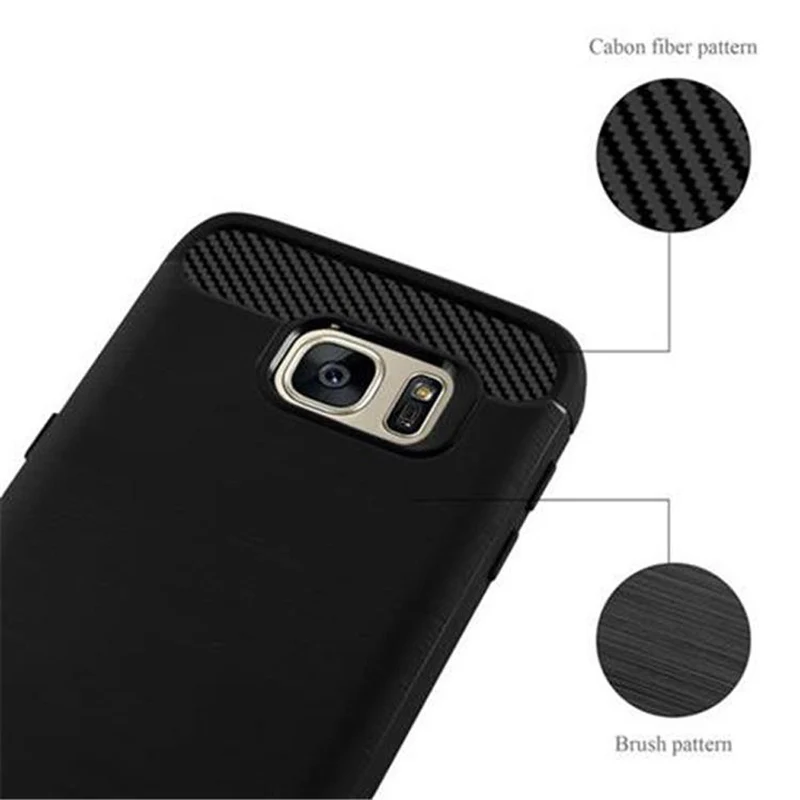 Cadorabo Hülle für Samsung Galaxy S7 Schutzhülle aus flexiblem TPU Silikon in Edelstahl-Karbonfaser Optik