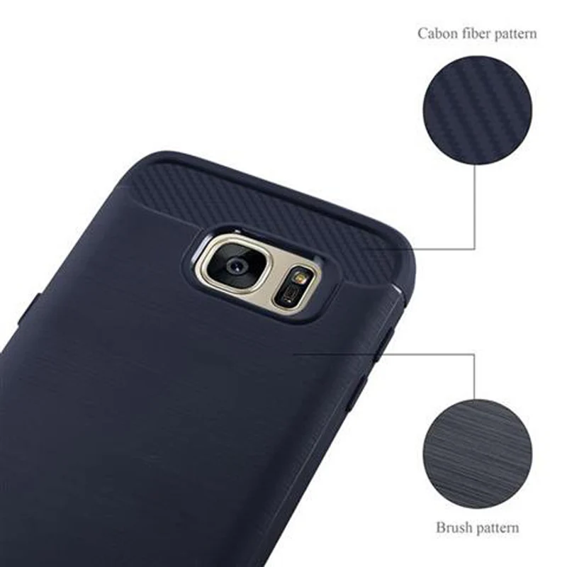 Cadorabo Hülle für Samsung Galaxy S7 Schutzhülle aus flexiblem TPU Silikon in Edelstahl-Karbonfaser Optik