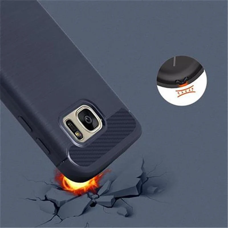 Cadorabo Hülle für Samsung Galaxy S7 Schutzhülle aus flexiblem TPU Silikon in Edelstahl-Karbonfaser Optik