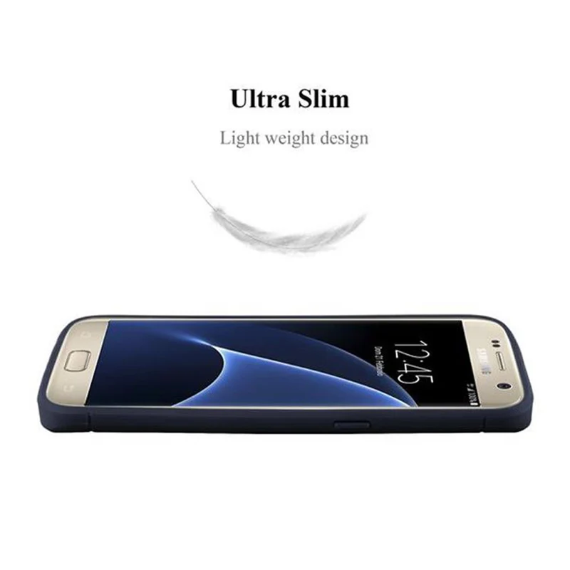 Cadorabo Hülle für Samsung Galaxy S7 Schutzhülle aus flexiblem TPU Silikon in Edelstahl-Karbonfaser Optik
