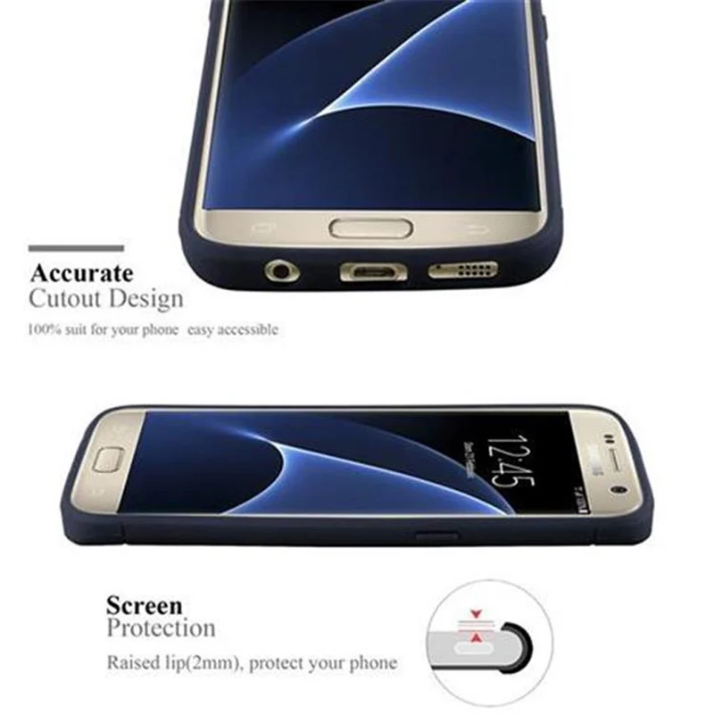 Cadorabo Hülle für Samsung Galaxy S7 Schutzhülle aus flexiblem TPU Silikon in Edelstahl-Karbonfaser Optik