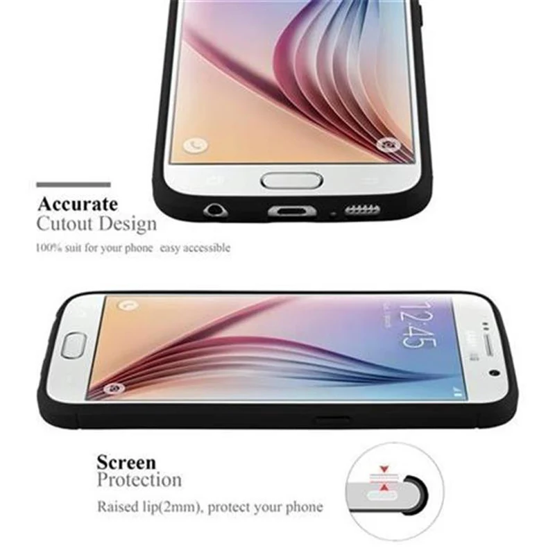 Cadorabo Hülle für Samsung Galaxy S6 Schutzhülle aus flexiblem TPU Silikon in Edelstahl-Karbonfaser Optik