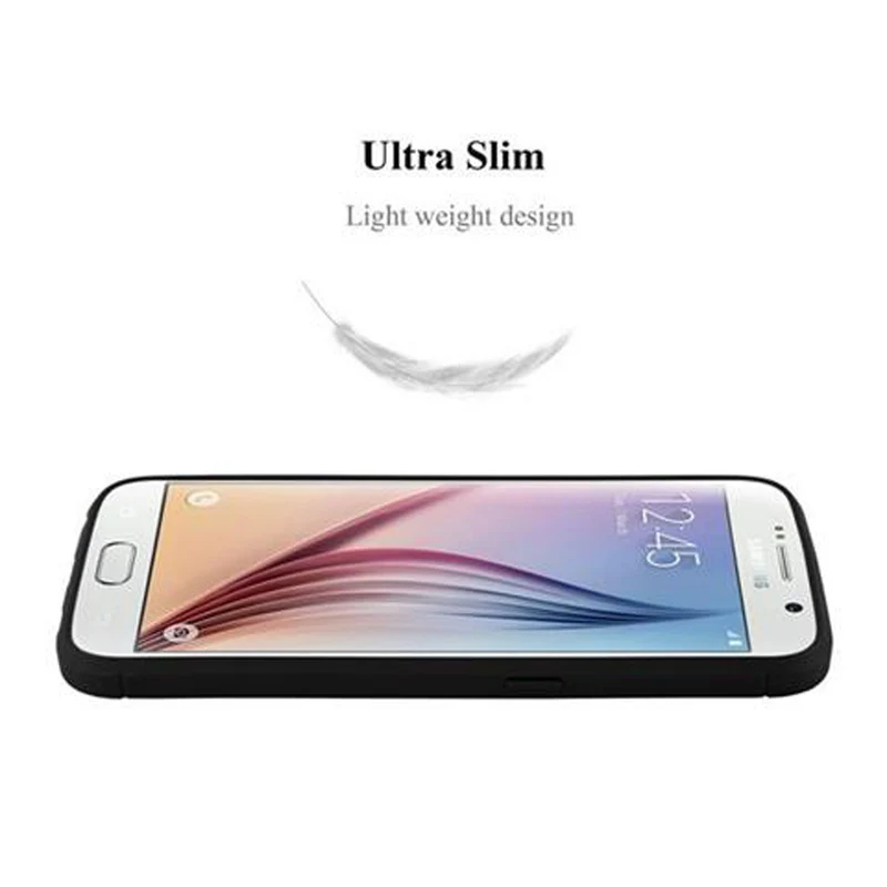 Cadorabo Hülle für Samsung Galaxy S6 Schutzhülle aus flexiblem TPU Silikon in Edelstahl-Karbonfaser Optik