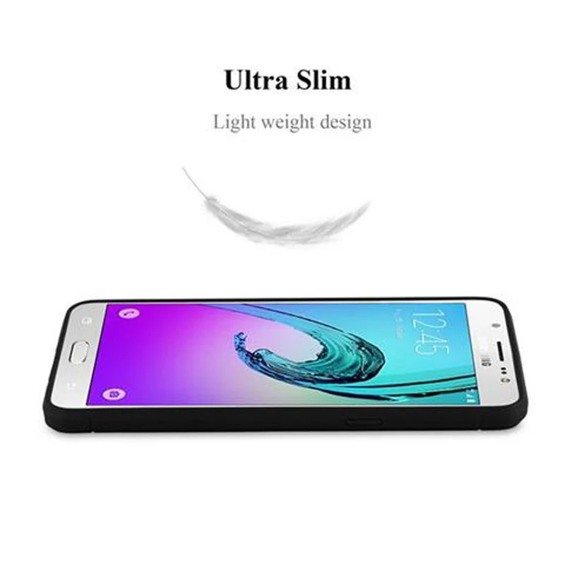 Cadorabo Hülle für Samsung Galaxy J5 2015 Schutzhülle aus flexiblem TPU Silikon in Edelstahl-Karbonfaser Optik
