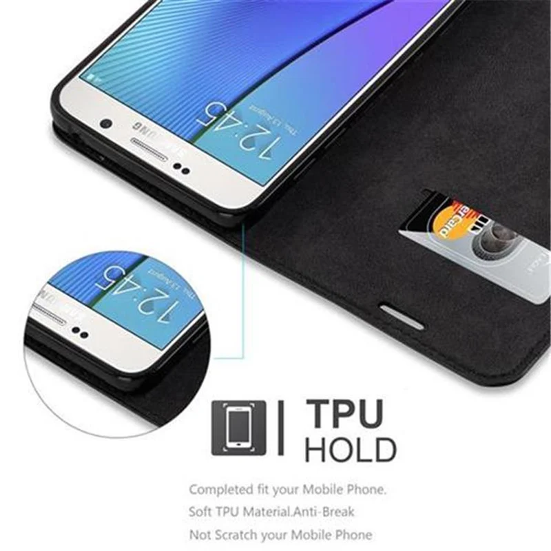 Cadorabo Hülle kompatibel mit Samsung Galaxy NOTE 5 Schutzhülle mit Magnetverschluss, Standfunktion und Kartenfach