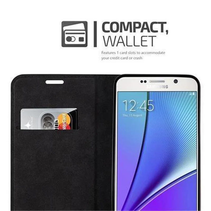 Cadorabo Hülle kompatibel mit Samsung Galaxy NOTE 5 Schutzhülle mit Magnetverschluss, Standfunktion und Kartenfach