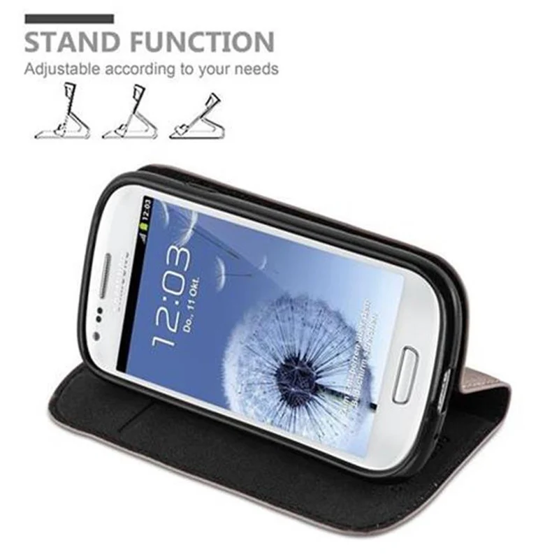 Cadorabo Hülle kompatibel mit Samsung Galaxy S3 MINI Schutzhülle mit Magnetverschluss, Standfunktion und Kartenfach