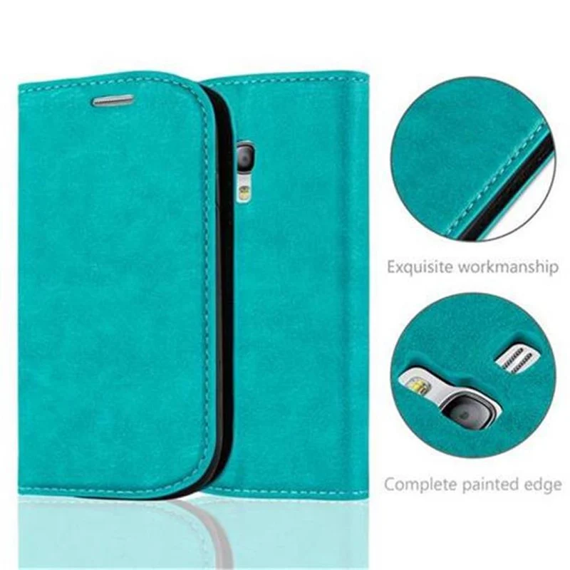 Cadorabo Hülle kompatibel mit Samsung Galaxy S3 MINI Schutzhülle mit Magnetverschluss, Standfunktion und Kartenfach