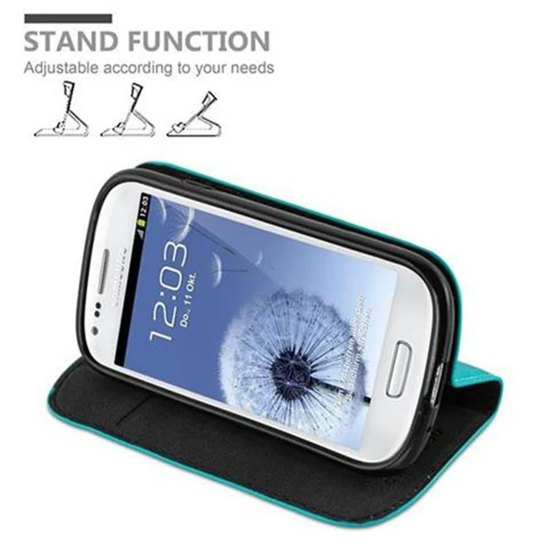 Cadorabo Hülle kompatibel mit Samsung Galaxy S3 MINI Schutzhülle mit Magnetverschluss, Standfunktion und Kartenfach