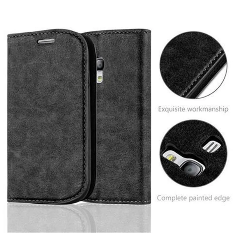 Cadorabo Hülle kompatibel mit Samsung Galaxy S3 MINI Schutzhülle mit Magnetverschluss, Standfunktion und Kartenfach