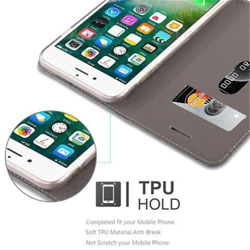 Cadorabo Hülle kompatibel mit Apple iPhone 7 PLUS / 7S PLUS / 8 PLUS Schutzhülle mit Magnetverschluss, Standfunktion und Kartenfach