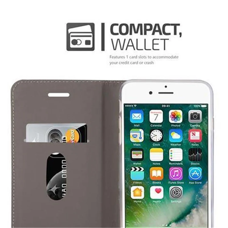 Cadorabo Hülle kompatibel mit Apple iPhone 7 PLUS / 7S PLUS / 8 PLUS Schutzhülle mit Magnetverschluss, Standfunktion und Kartenfach