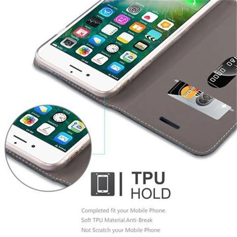 Cadorabo Hülle kompatibel mit Apple iPhone 7 PLUS / 7S PLUS / 8 PLUS Schutzhülle mit Magnetverschluss, Standfunktion und Kartenfach