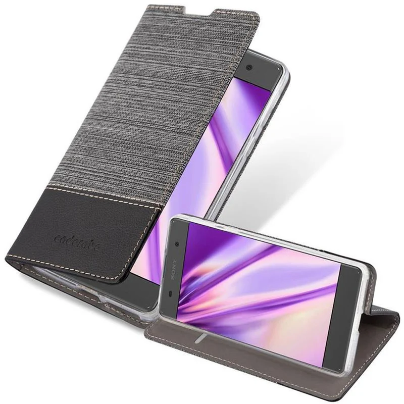 Cadorabo Hülle kompatibel mit Sony Xperia E5 Schutzhülle mit Magnetverschluss, Standfunktion und Kartenfach
