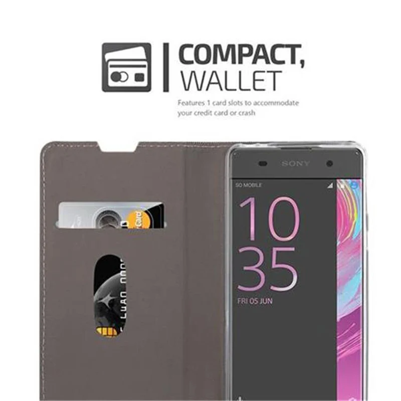 Cadorabo Hülle kompatibel mit Sony Xperia E5 Schutzhülle mit Magnetverschluss, Standfunktion und Kartenfach