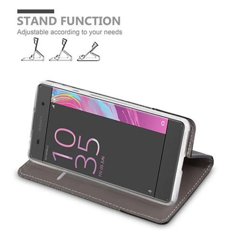 Cadorabo Hülle kompatibel mit Sony Xperia E5 Schutzhülle mit Magnetverschluss, Standfunktion und Kartenfach