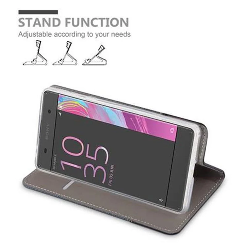 Cadorabo Hülle kompatibel mit Sony Xperia E5 Schutzhülle mit Magnetverschluss, Standfunktion und Kartenfach