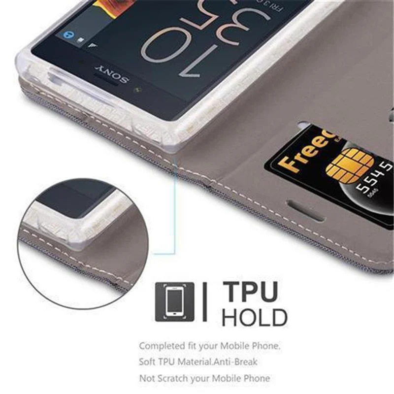 Cadorabo Hülle kompatibel mit Sony Xperia X COMPACT Schutzhülle mit Magnetverschluss, Standfunktion und Kartenfach