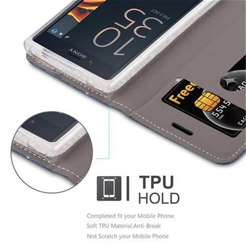 Cadorabo Hülle kompatibel mit Sony Xperia X COMPACT Schutzhülle mit Magnetverschluss, Standfunktion und Kartenfach