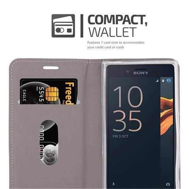 Cadorabo Hülle kompatibel mit Sony Xperia X COMPACT Schutzhülle mit Magnetverschluss, Standfunktion und Kartenfach