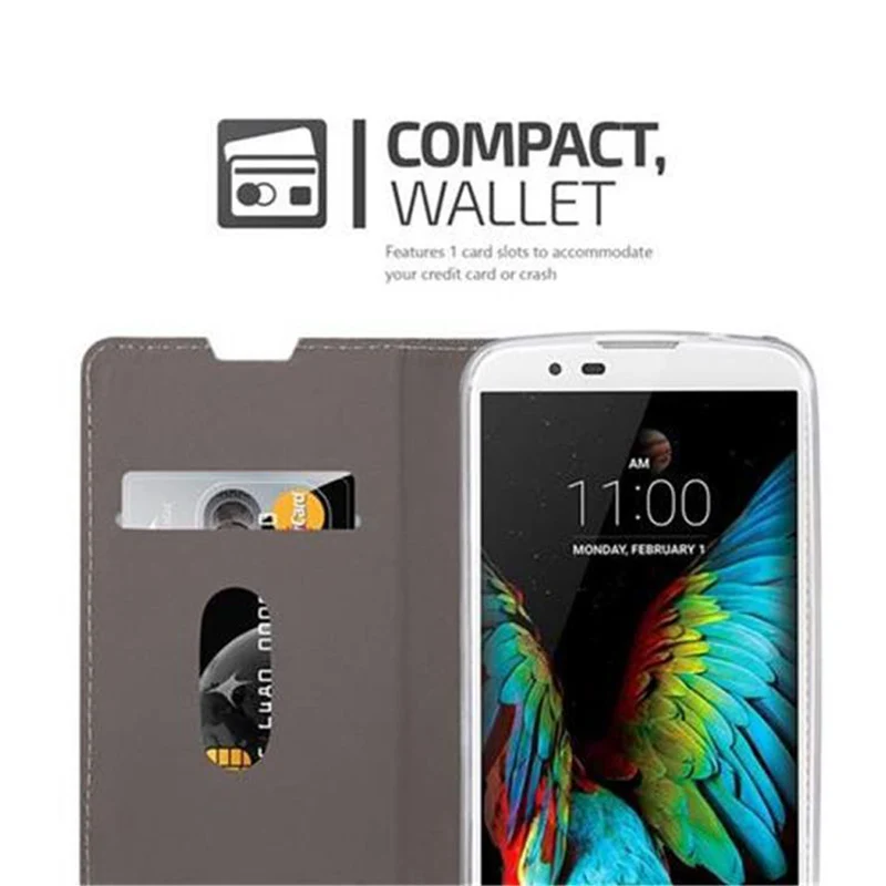Cadorabo Hülle kompatibel mit LG K10 2016 Schutzhülle mit Magnetverschluss, Standfunktion und Kartenfach