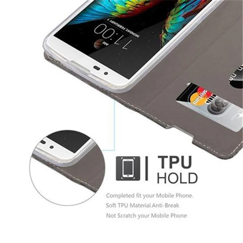 Cadorabo Hülle kompatibel mit LG K10 2016 Schutzhülle mit Magnetverschluss, Standfunktion und Kartenfach