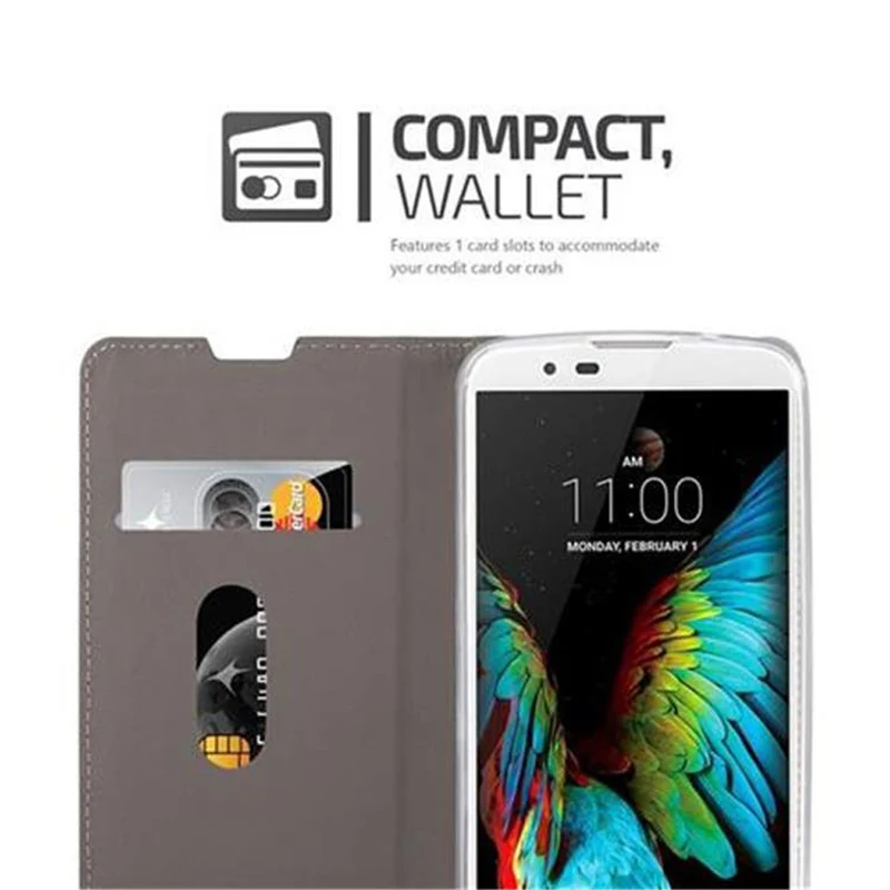 Cadorabo Hülle kompatibel mit LG K10 2016 Schutzhülle mit Magnetverschluss, Standfunktion und Kartenfach