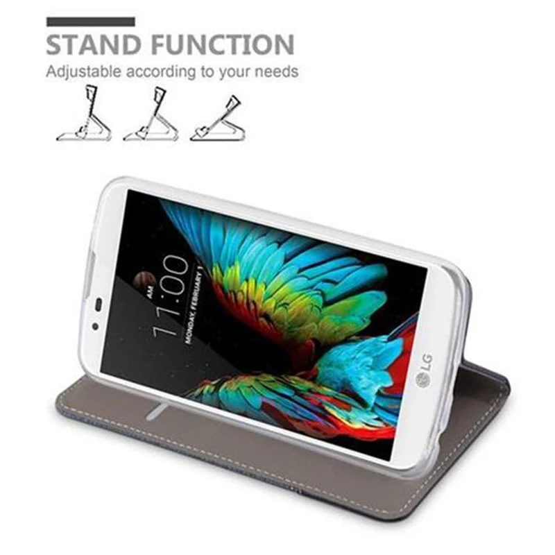 Cadorabo Hülle kompatibel mit LG K10 2016 Schutzhülle mit Magnetverschluss, Standfunktion und Kartenfach